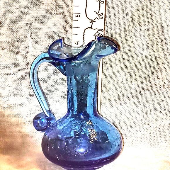 Vintage Pilgrim Glass Hand Blown Crackle Art Glass Cruet/Vase - Picture 6 of 6